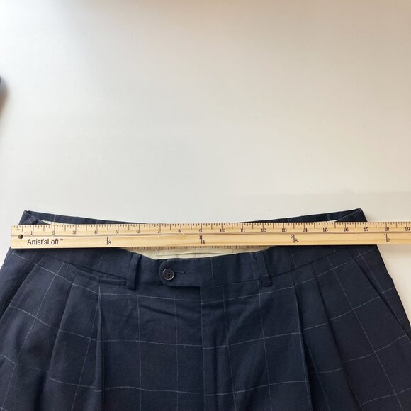 Ermenegildo Zegna Navy Blue Grid Plaid Wool Suit Jacket & Pants - Size 52L - Picture 13 of 15